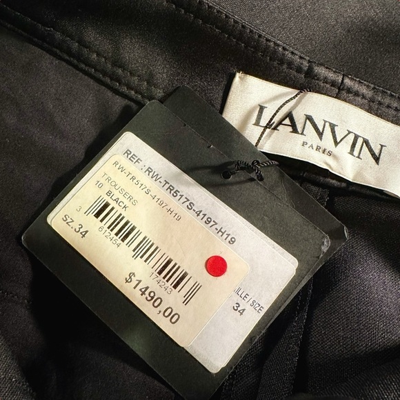 NWT Lanvin Paris Black Wool & Silk Tuxedo Side Striped Cropped Dress Trousers - Picture 6 of 16